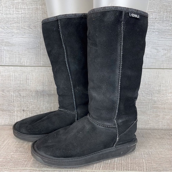 EMU sz 6 Brontë black suede wool lined boots - Picture 1 of 9